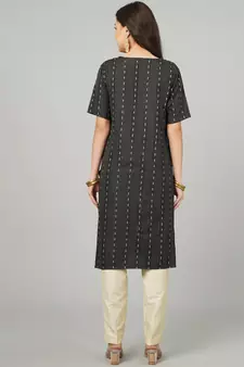 Black woven cotton cotton-kurtis