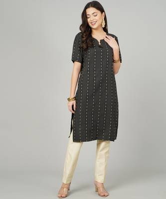 Black woven cotton cotton-kurtis 5