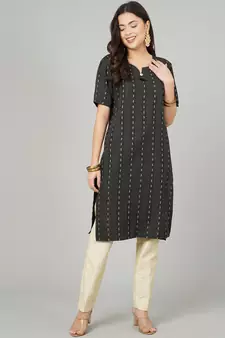 Black woven cotton cotton-kurtis