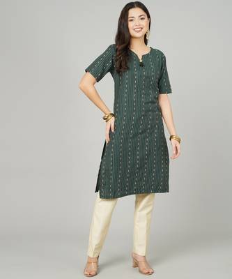Green woven cotton cotton-kurtis 1