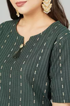 Green woven cotton cotton-kurtis