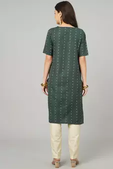 Green woven cotton cotton-kurtis