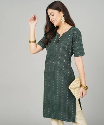 Green woven cotton cotton-kurtis 4