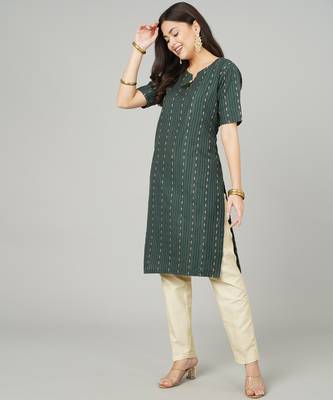 Green woven cotton cotton-kurtis 5