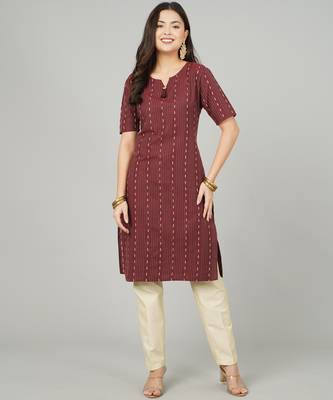 Maroon woven cotton cotton-kurtis 1