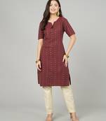 Maroon woven cotton cotton-kurtis