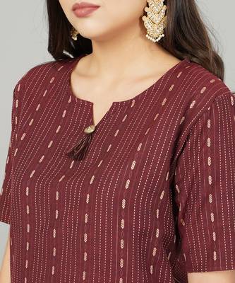 Maroon woven cotton cotton-kurtis 2