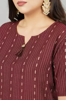Maroon woven cotton cotton-kurtis