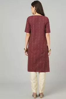 Maroon woven cotton cotton-kurtis