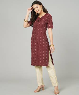 Maroon woven cotton cotton-kurtis 4