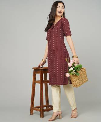 Maroon woven cotton cotton-kurtis 5