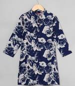 Long Tunic For Girls With Mandarin Collar In Crepe Fabric