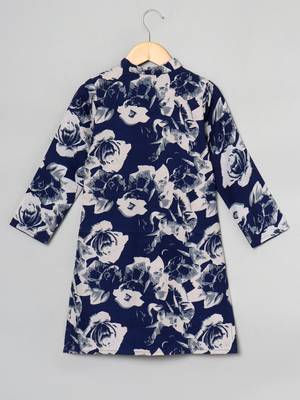 Long Tunic For Girls With Mandarin Collar In Crepe Fabric 2