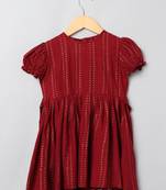 Printed Frock In Rayon Fabric With Elasticated Sleeves