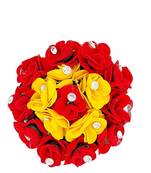 DIAN Red & Yellow Full Bun Juda Maker Flower Gajra Hair Accessories, Artificial Juda Hair Accessories