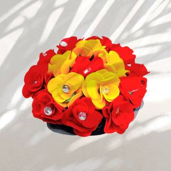 DIAN Red & Yellow Full Bun Juda Maker Flower Gajra Hair Accessories, Artificial Juda Hair Accessories 3