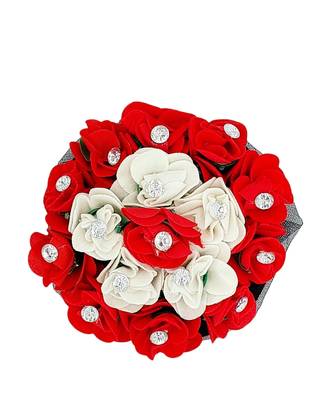 DIAN Red & White Full Bun Juda Maker Flower Gajra Hair Accessories, Artificial Juda Hair Accessories 1