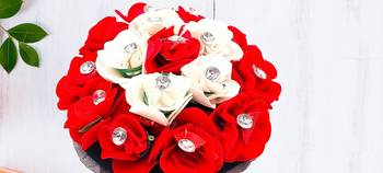 DIAN Red & White Full Bun Juda Maker Flower Gajra Hair Accessories, Artificial Juda Hair Accessories 3