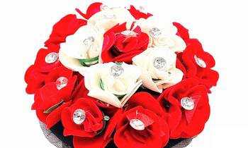 DIAN Red & White Full Bun Juda Maker Flower Gajra Hair Accessories, Artificial Juda Hair Accessories 4