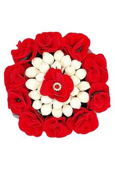 DIAN Red & White Full Bun Juda Maker Flower Gajra Hair Accessories, Artificial Juda Hair Accessories