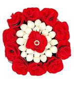 DIAN Red & White Full Bun Juda Maker Flower Gajra Hair Accessories, Artificial Juda Hair Accessories