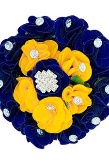 DIAN Blue & Yellow Full Bun Juda Maker Flower Gajra Hair Accessories, Artificial Juda Hair Accessories
