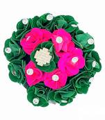 DIAN Green & Pink Full Bun Juda Maker Flower Gajra Hair Accessories, Artificial Juda Hair Accessories