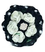 DIAN Black & White Full Bun Juda Maker Flower Gajra Hair Accessories, Artificial Juda Hair Accessories