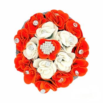 DIAN Orange & White Full Bun Juda Maker Flower Gajra Hair Accessories, Artificial Juda Hair Accessories 1