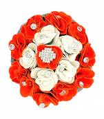 DIAN Orange & White Full Bun Juda Maker Flower Gajra Hair Accessories, Artificial Juda Hair Accessories