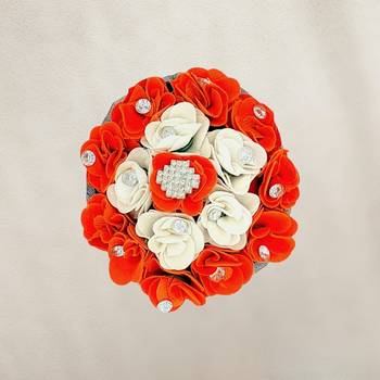 DIAN Orange & White Full Bun Juda Maker Flower Gajra Hair Accessories, Artificial Juda Hair Accessories 3