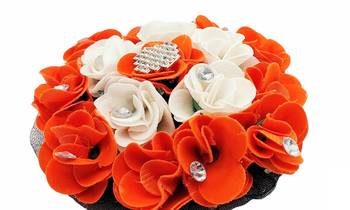 DIAN Orange & White Full Bun Juda Maker Flower Gajra Hair Accessories, Artificial Juda Hair Accessories 4