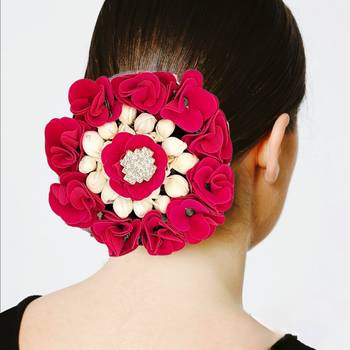 DIAN Pink & White Full Bun Juda Maker Flower Gajra Hair Accessories, Artificial Juda Hair Accessories 2