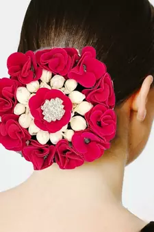 DIAN Pink & White Full Bun Juda Maker Flower Gajra Hair Accessories, Artificial Juda Hair Accessories