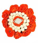 DIAN Orange & White Full Bun Juda Maker Flower Gajra Hair Accessories, Artificial Juda Hair Accessories