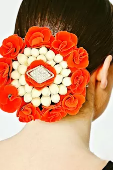 DIAN Orange & White Full Bun Juda Maker Flower Gajra Hair Accessories, Artificial Juda Hair Accessories
