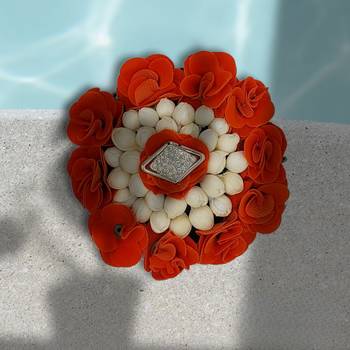 DIAN Orange & White Full Bun Juda Maker Flower Gajra Hair Accessories, Artificial Juda Hair Accessories 3