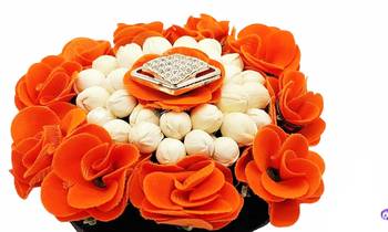 DIAN Orange & White Full Bun Juda Maker Flower Gajra Hair Accessories, Artificial Juda Hair Accessories 4