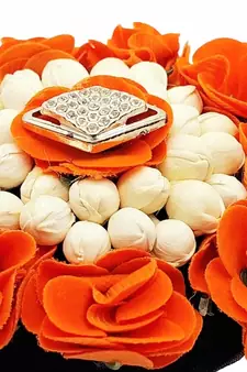 DIAN Orange & White Full Bun Juda Maker Flower Gajra Hair Accessories, Artificial Juda Hair Accessories