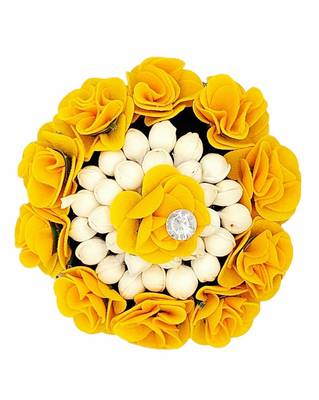 DIAN Yellow & White Full Bun Juda Maker Flower Gajra Hair Accessories, Artificial Juda Hair Accessories 1