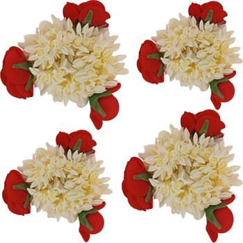 DIAN Pack of 4 Artificial Gajra Hair Accessories Rubber Band for Women 1