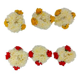 DIAN Pack of 6 Artificial Gajra Hair Accessories Rubber Band for Women 1