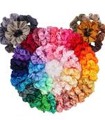 DIAN Assorted Pack of 50 Satin Solid Hair Scrunchies, Hair Accessories for Women, Teens and Girl