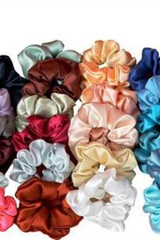 DIAN Assorted Pack of 24 Satin Solid Hair Scrunchies, Hair Accessories for Women, Teens and Girl