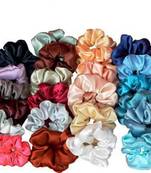 DIAN Assorted Pack of 24 Satin Solid Hair Scrunchies, Hair Accessories for Women, Teens and Girl