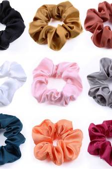 DIAN Assorted Pack of 9 Satin Solid Hair Scrunchies, Hair Accessories for Women, Teens and Girl