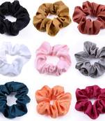 DIAN Assorted Pack of 9 Satin Solid Hair Scrunchies, Hair Accessories for Women, Teens and Girl