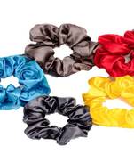 DIAN Assorted Pack of 5 Satin Solid Hair Scrunchies, Hair Accessories for Women, Teens and Girl