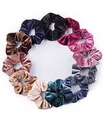DIAN Assorted Pack of 12 Velvet Solid Hair Scrunchies, Hair Accessories for Women, Teens and Girl