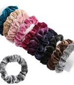 DIAN Assorted Pack of 10 Velvet Solid Hair Scrunchies, Hair Accessories for Women, Teens and Girl